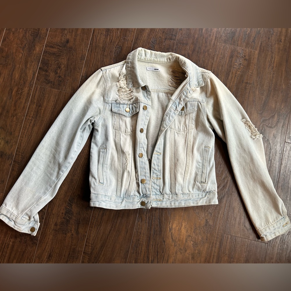 Light wash jean jacket, lightly worn